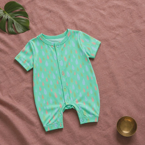Mimi Baby Romper | Raindrop Scatter | Monsoon Magic | Bamboo-Cotton, 3× Softer, Tagless | 0-24M