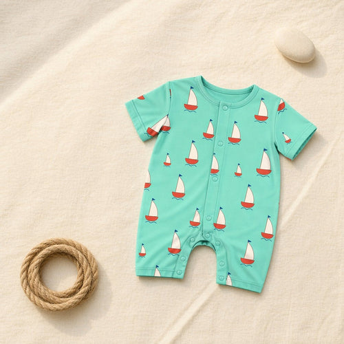 Mimi Baby Romper | Sailboat | Little Voyager | Bamboo-Cotton, 3× Softer, Tagless | 0-24M