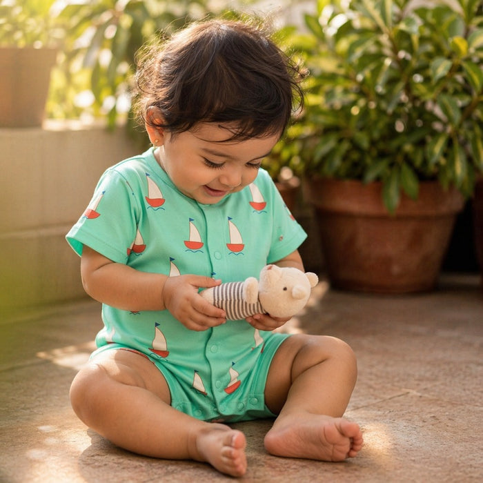 Mimi Baby Romper | Sailboat | Little Voyager | Bamboo-Cotton, 3× Softer, Tagless | 0-24M