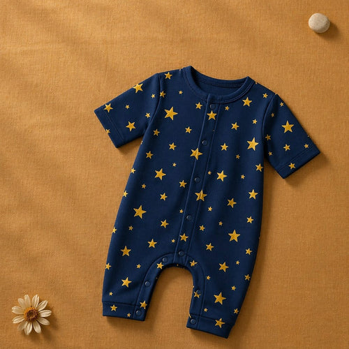 Mimi Baby Romper | Scattered Stars | Stardust | Bamboo-Cotton, 3× Softer, Tagless | 0-24M