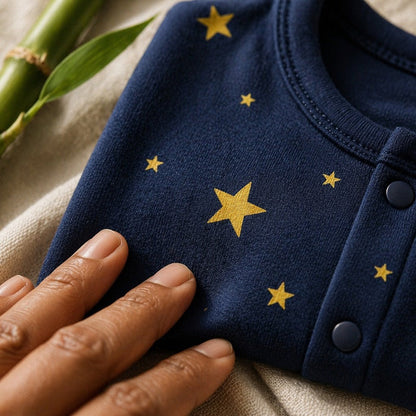 Mimi Baby Romper | Scattered Stars | Stardust | Bamboo-Cotton, 3× Softer, Tagless | 0-24M