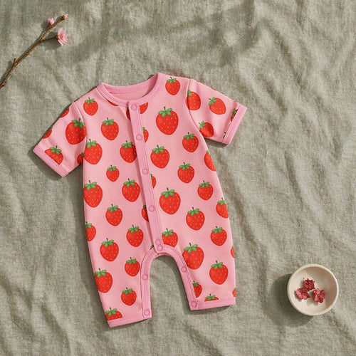 Mimi Baby Romper | Strawberry Patch | Blossom | Bamboo-Cotton, 3× Softer, Tagless | 0-24M