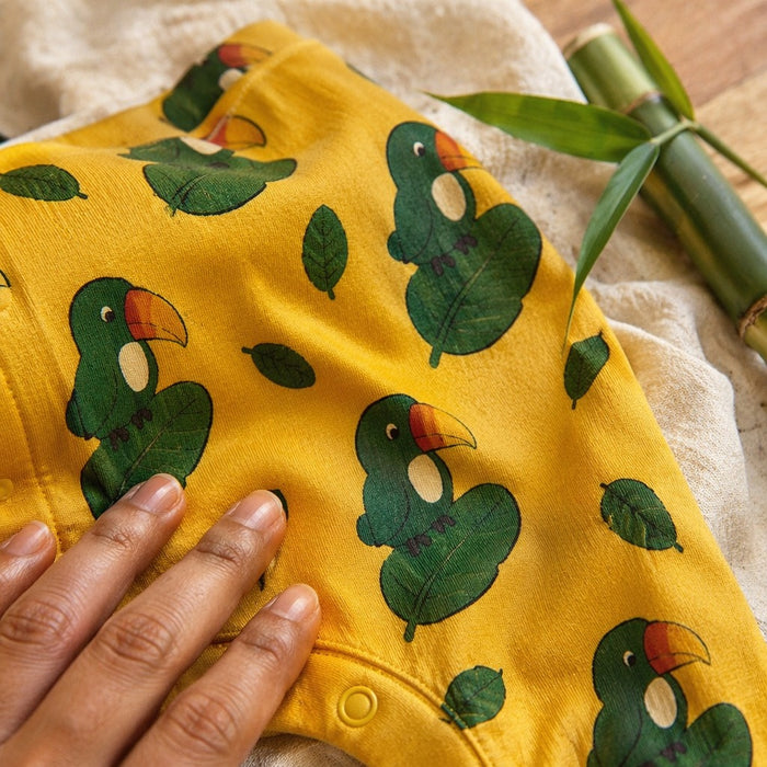 Mimi Baby Romper | Toucan & Leaf | Tropicale | Bamboo-Cotton, 3× Softer, Tagless | 0-24M