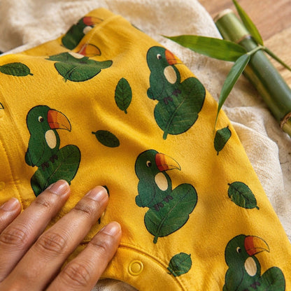 Mimi Baby Romper | Toucan & Leaf | Tropicale | Bamboo-Cotton, 3× Softer, Tagless | 0-24M