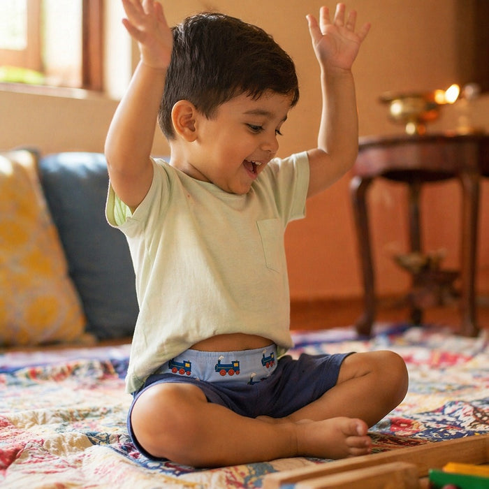 Mimi Kids Brief (2-6Y) | Steam Train | Little Voyager | Bamboo-Cotton, Tagless, Antibacterial | 2-6Y