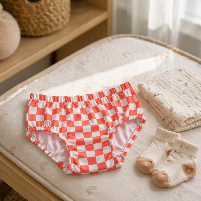 Mimi Kids Brief (6-12Y) | Checkerboard | Geo Play | Bamboo-Cotton, Tagless, Antibacterial | 6-12Y