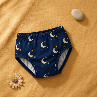 Mimi Kids Brief (6-12Y) | Crescent Moon + Stars | Stardust | Bamboo-Cotton, Tagless, Antibacterial | 6-12Y