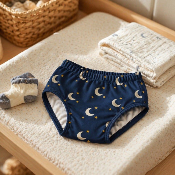 Mimi Kids Brief (6-12Y) | Crescent Moon + Stars | Stardust | Bamboo-Cotton, Tagless, Antibacterial | 6-12Y