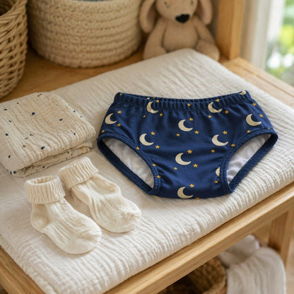Mimi Kids Brief (6-12Y) | Crescent Moon + Stars | Stardust | Bamboo-Cotton, Tagless, Antibacterial | 6-12Y