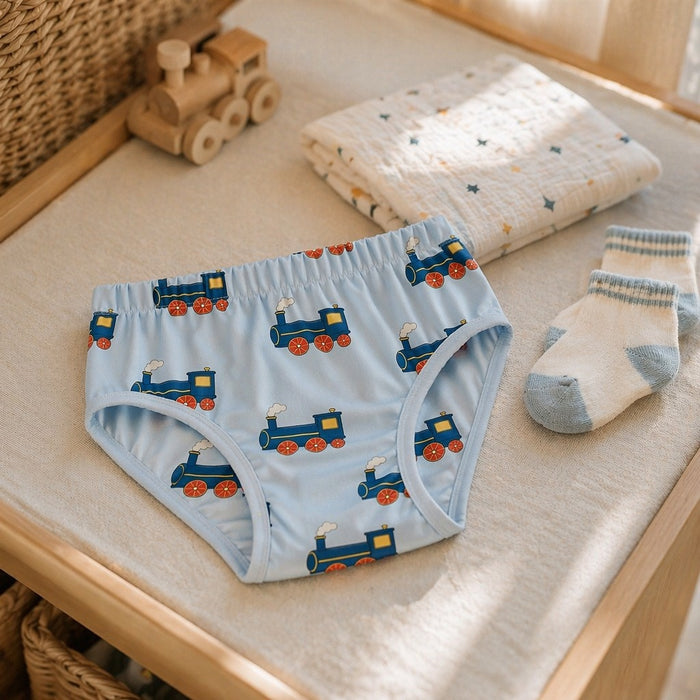 Mimi Kids Brief (6-12Y) | Steam Train | Little Voyager | Bamboo-Cotton, Tagless, Antibacterial | 6-12Y