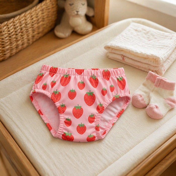 Mimi Kids Brief (6-12Y) | Strawberry Patch | Blossom | Bamboo-Cotton, Tagless, Antibacterial | 6-12Y