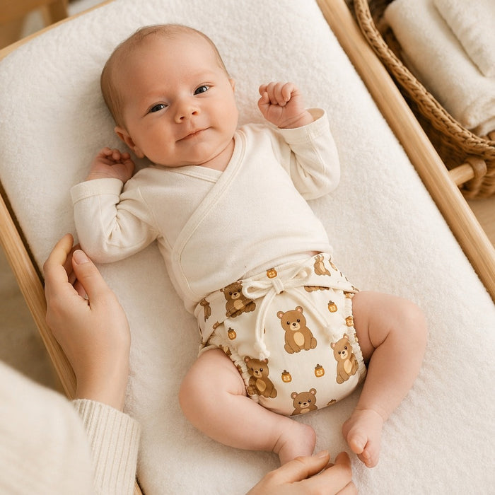 Mimi Langot | Bear Cub | Safari Tales | Bamboo-Cotton DryFeel, Cloth Nappy | 0-6M