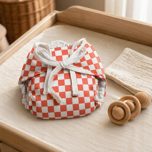 Mimi Langot | Checkerboard | Geo Play | Bamboo-Cotton DryFeel, Cloth Nappy | 0-6M