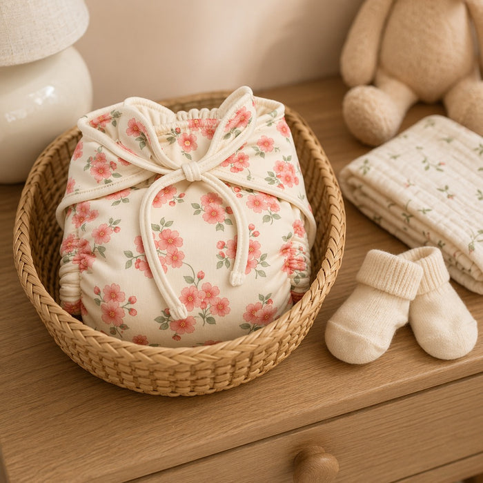 Mimi Langot | Cherry Blossom | Blossom | Bamboo-Cotton DryFeel, Cloth Nappy | 0-6M