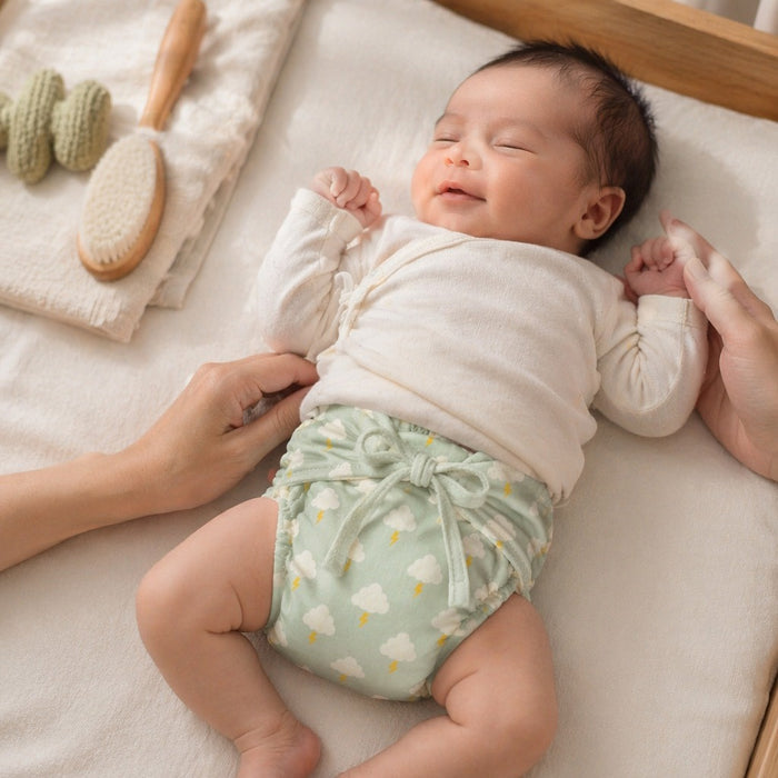Mimi Langot | Cloud + Lightning | Monsoon Magic | Bamboo-Cotton DryFeel, Cloth Nappy | 0-6M