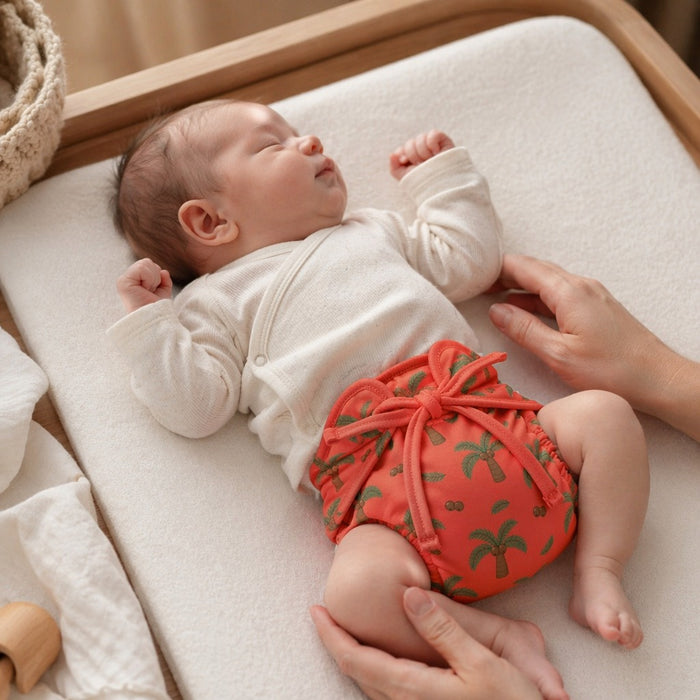 Mimi Langot | Coconut Palm | Tropicale | Bamboo-Cotton DryFeel, Cloth Nappy | 0-6M