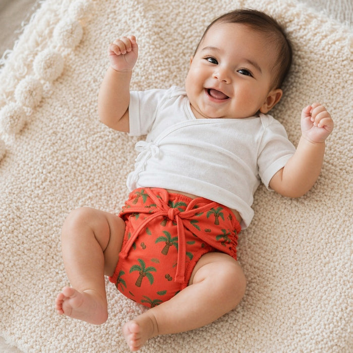 Mimi Langot | Coconut Palm | Tropicale | Bamboo-Cotton DryFeel, Cloth Nappy | 0-6M