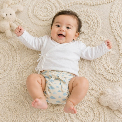 Mimi Langot | Drifting Clouds | Monsoon Magic | Bamboo-Cotton DryFeel, Cloth Nappy | 0-6M