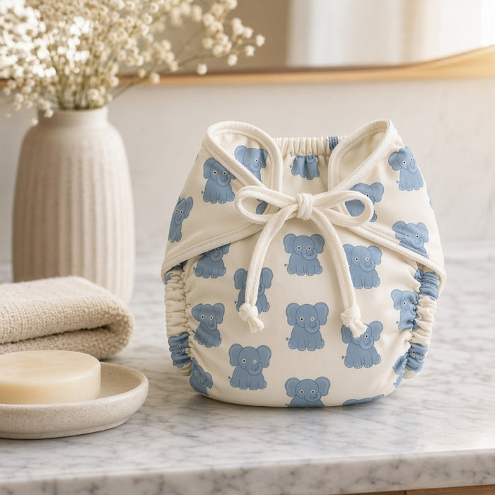 Mimi Langot | Elephant Parade | Safari Tales | Bamboo-Cotton DryFeel, Cloth Nappy | 0-6M