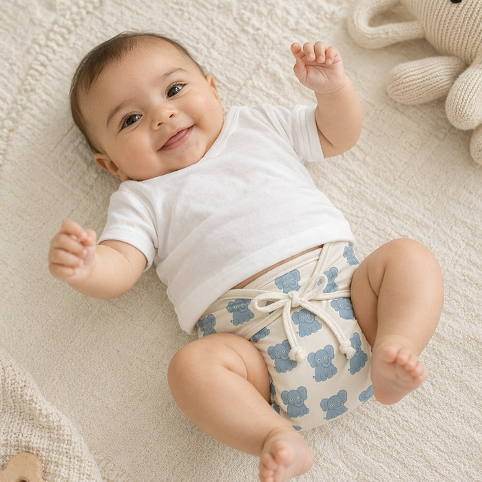 Mimi Langot | Elephant Parade | Safari Tales | Bamboo-Cotton DryFeel, Cloth Nappy | 0-6M