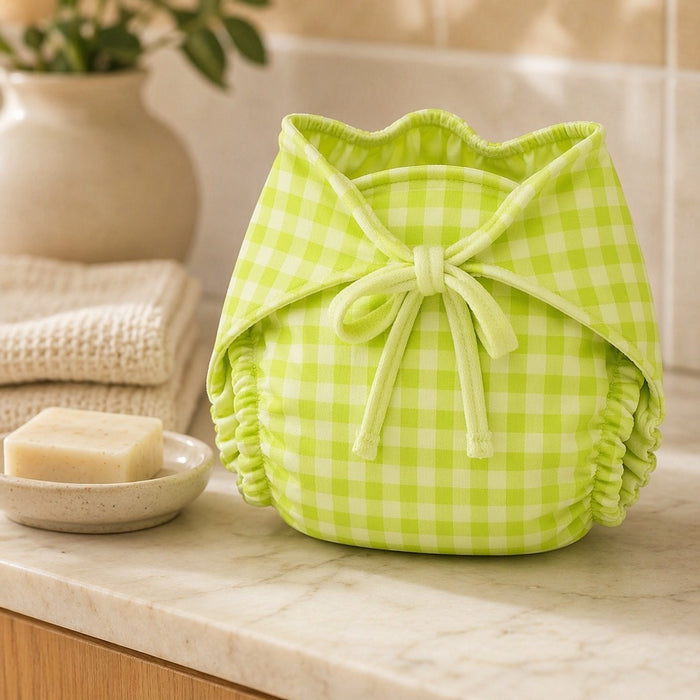 Mimi Langot | Gingham | Geo Play | Bamboo-Cotton DryFeel, Cloth Nappy | 0-6M