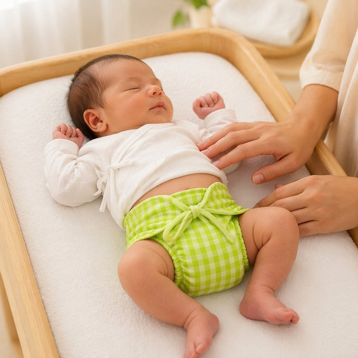 Mimi Langot | Gingham | Geo Play | Bamboo-Cotton DryFeel, Cloth Nappy | 0-6M