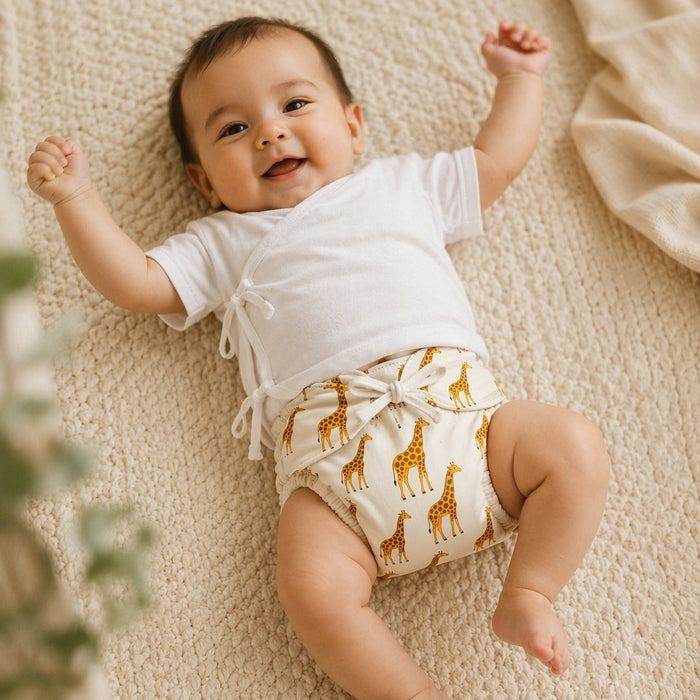 Mimi Langot | Giraffe Royale | Safari Tales | Bamboo-Cotton DryFeel, Cloth Nappy | 0-6M