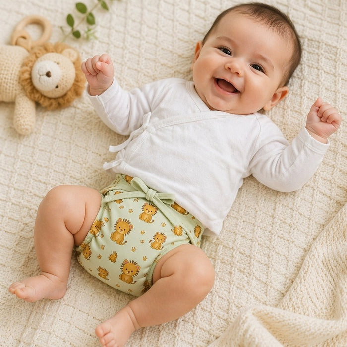 Mimi Langot | Lion Cub | Safari Tales | Bamboo-Cotton DryFeel, Cloth Nappy | 0-6M
