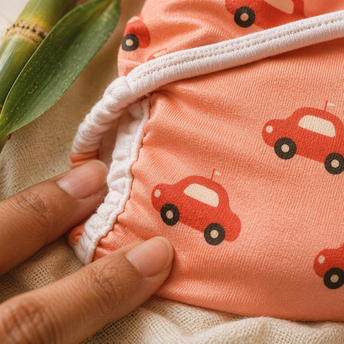 Mimi Langot | Little Car | Little Voyager | Bamboo-Cotton DryFeel, Cloth Nappy | 0-6M