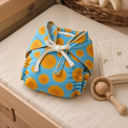 Mimi Langot | Marigold Burst | Tropicale | Bamboo-Cotton DryFeel, Cloth Nappy | 0-6M