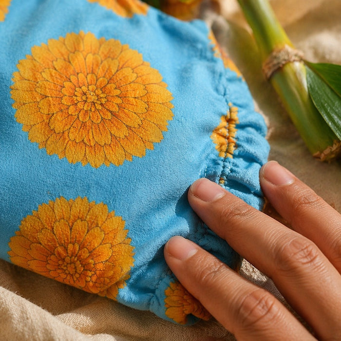 Mimi Langot | Marigold Burst | Tropicale | Bamboo-Cotton DryFeel, Cloth Nappy | 0-6M