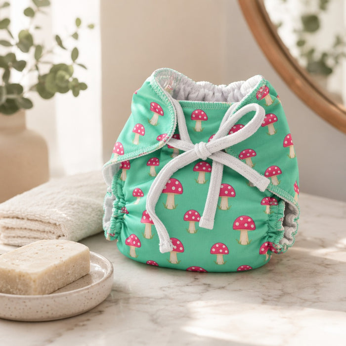 Mimi Langot | Mushroom Magic | Blossom | Bamboo-Cotton DryFeel, Cloth Nappy | 0-6M