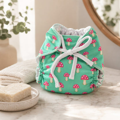 Mimi Langot | Mushroom Magic | Blossom | Bamboo-Cotton DryFeel, Cloth Nappy | 0-6M