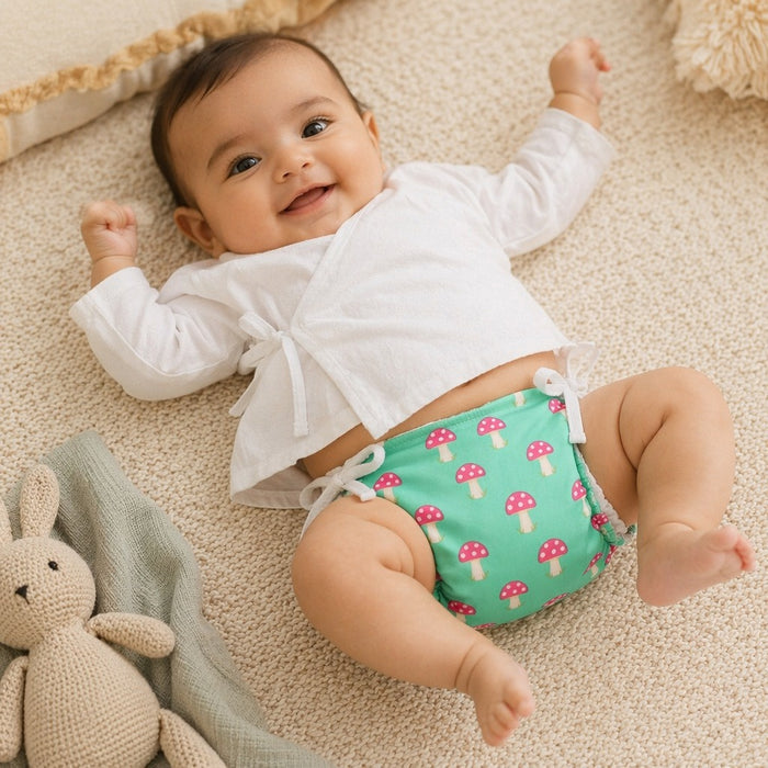 Mimi Langot | Mushroom Magic | Blossom | Bamboo-Cotton DryFeel, Cloth Nappy | 0-6M