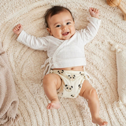 Mimi Langot | Panda Face | Safari Tales | Bamboo-Cotton DryFeel, Cloth Nappy | 0-6M