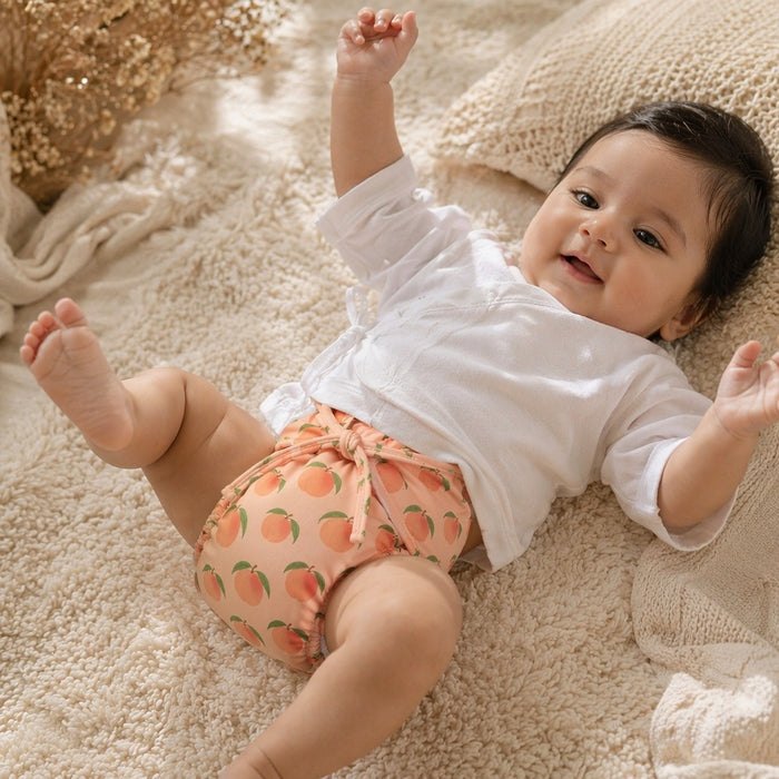 Mimi Langot | Peach Garden | Orchard | Bamboo-Cotton DryFeel, Cloth Nappy | 0-6M