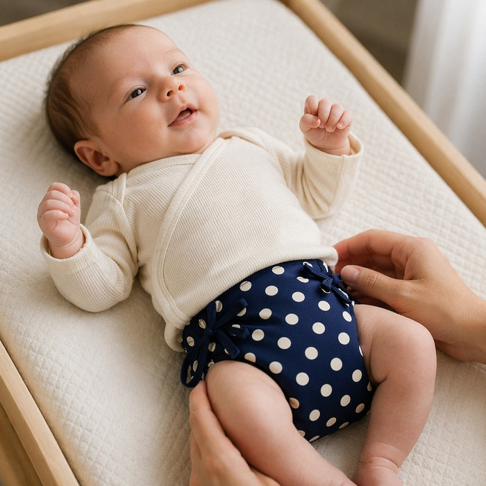 Mimi Langot | Polka Dots | Geo Play | Bamboo-Cotton DryFeel, Cloth Nappy | 0-6M