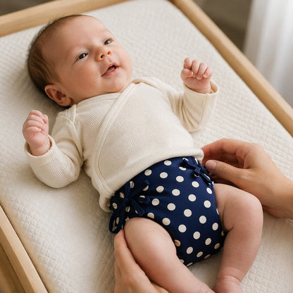 Mimi Langot | Polka Dots | Geo Play | Bamboo-Cotton DryFeel, Cloth Nappy | 0-6M
