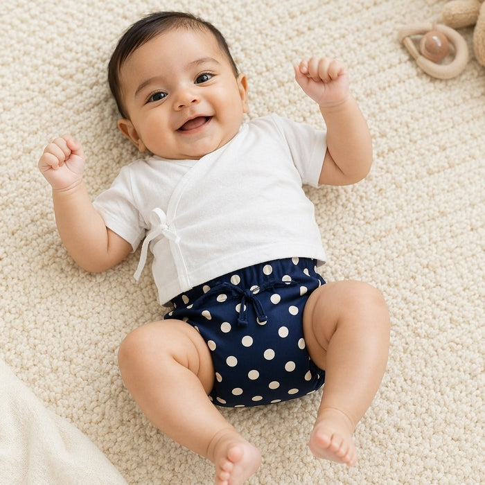 Mimi Langot | Polka Dots | Geo Play | Bamboo-Cotton DryFeel, Cloth Nappy | 0-6M