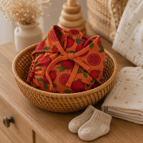 Mimi Langot | Pomegranate Crown | Orchard | Bamboo-Cotton DryFeel, Cloth Nappy | 0-6M
