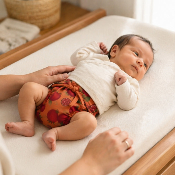Mimi Langot | Pomegranate Crown | Orchard | Bamboo-Cotton DryFeel, Cloth Nappy | 0-6M