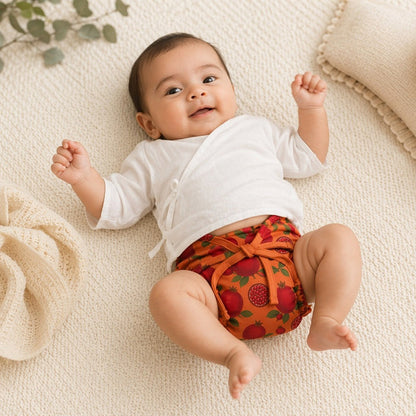 Mimi Langot | Pomegranate Crown | Orchard | Bamboo-Cotton DryFeel, Cloth Nappy | 0-6M