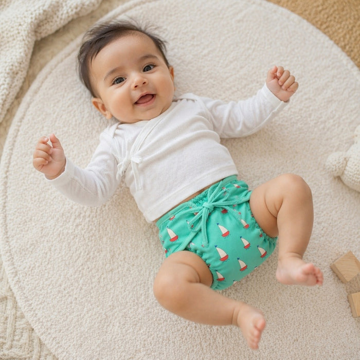 Mimi Langot | Sailboat | Little Voyager | Bamboo-Cotton DryFeel, Cloth Nappy | 0-6M