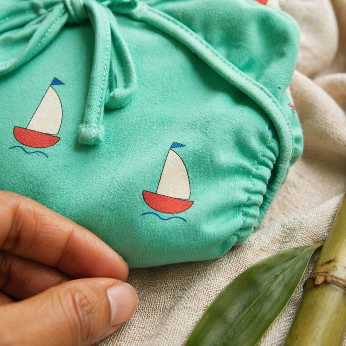 Mimi Langot | Sailboat | Little Voyager | Bamboo-Cotton DryFeel, Cloth Nappy | 0-6M