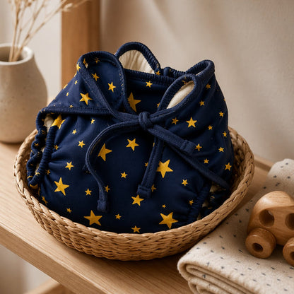 Mimi Langot | Scattered Stars | Stardust | Bamboo-Cotton DryFeel, Cloth Nappy | 0-6M