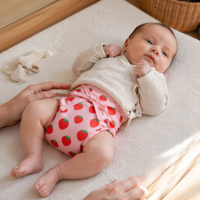 Mimi Langot | Strawberry Patch | Blossom | Bamboo-Cotton DryFeel, Cloth Nappy | 0-6M