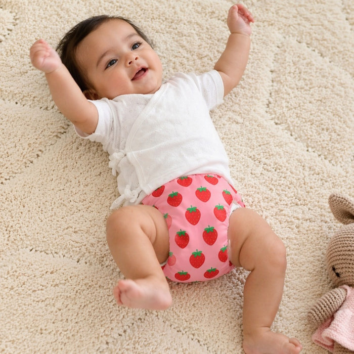 Mimi Langot | Strawberry Patch | Blossom | Bamboo-Cotton DryFeel, Cloth Nappy | 0-6M