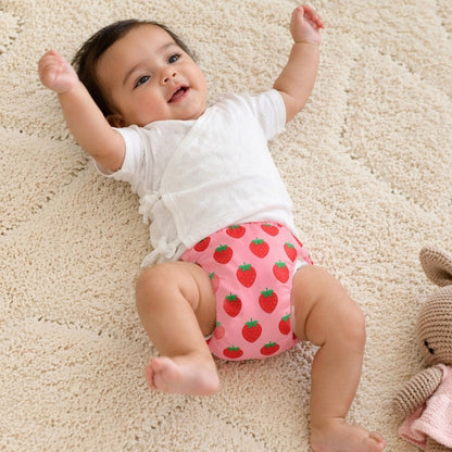 Mimi Langot | Strawberry Patch | Blossom | Bamboo-Cotton DryFeel, Cloth Nappy | 0-6M
