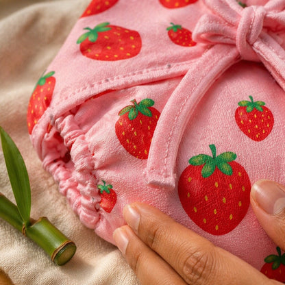 Mimi Langot | Strawberry Patch | Blossom | Bamboo-Cotton DryFeel, Cloth Nappy | 0-6M