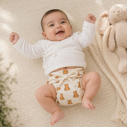 Mimi Langot | Tiger Cub | Safari Tales | Bamboo-Cotton DryFeel, Cloth Nappy | 0-6M